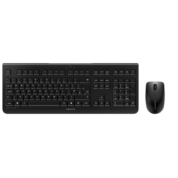 CHERRY DW 3000, Wireless Desktop Set, Multiple Layouts, 2.4 GHz RF Flat Design, Low-Noise Keys, Symmetrical Mouse, Black or Grey/White