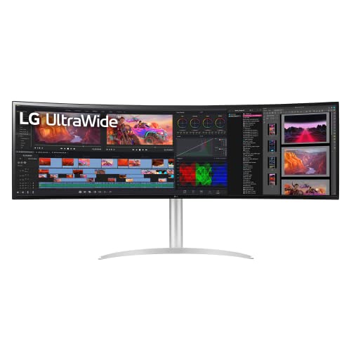 LG UltraWide Monitor Curved 49WQ95C, 49 Inch, 5120 x 1440, 144Hz, Nano IPS Display, VESA Display HDR 400, Nvidia G-sync Compatible, AMD FreeSync, Stereo Speakers, Ergonomic Design, USB Type-C, HDMI