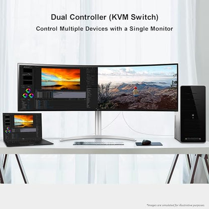 LG UltraWide Monitor Curved 49WQ95C, 49 Inch, 5120 x 1440, 144Hz, Nano IPS Display, VESA Display HDR 400, Nvidia G-sync Compatible, AMD FreeSync, Stereo Speakers, Ergonomic Design, USB Type-C, HDMI