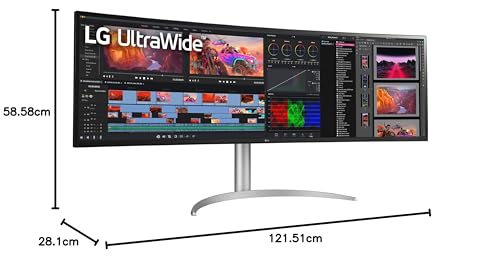 LG UltraWide Monitor Curved 49WQ95C, 49 Inch, 5120 x 1440, 144Hz, Nano IPS Display, VESA Display HDR 400, Nvidia G-sync Compatible, AMD FreeSync, Stereo Speakers, Ergonomic Design, USB Type-C, HDMI