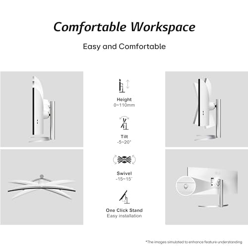 LG UltraWide Monitor Curved 49WQ95C, 49 Inch, 5120 x 1440, 144Hz, Nano IPS Display, VESA Display HDR 400, Nvidia G-sync Compatible, AMD FreeSync, Stereo Speakers, Ergonomic Design, USB Type-C, HDMI