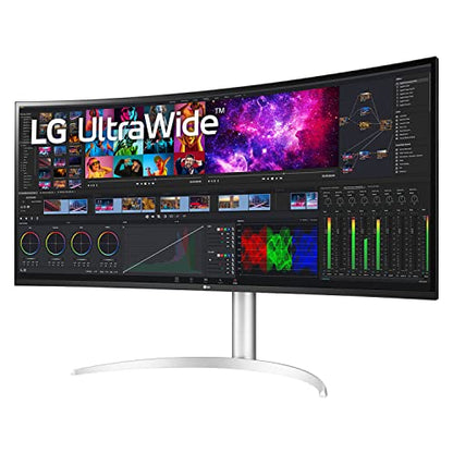 LG UltraWide Monitor Curved 49WQ95C, 49 Inch, 5120 x 1440, 144Hz, Nano IPS Display, VESA Display HDR 400, Nvidia G-sync Compatible, AMD FreeSync, Stereo Speakers, Ergonomic Design, USB Type-C, HDMI