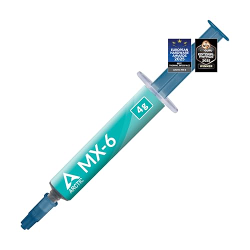 ARCTIC MX-6 (4 g) - Ultimate Performance Thermal Paste for CPU, consoles, graphics cards, laptops, very high thermal conductivity, long durability, non-conductive, non-capacitive